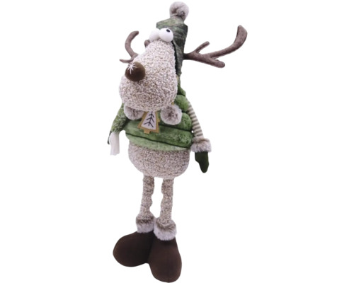 Dekofigur Rentier mit Mütze und Weste