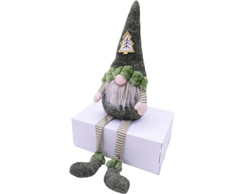 Weihnachtswichtel mit Bart und Mütze mit Baumapplikation