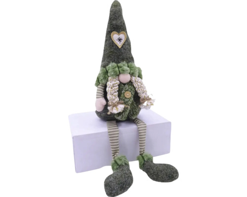 Dekorative Elfenfigur mit gestreiften Beinen und Herz auf dem Hut