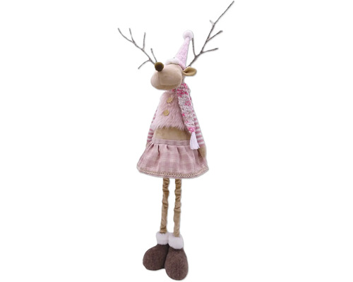 Dekofigur Rentier mit Mütze und Schal