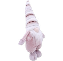 Dekorativer Zwerg mit Bart und gestreifter Mütze als Weihnachtsdekoration