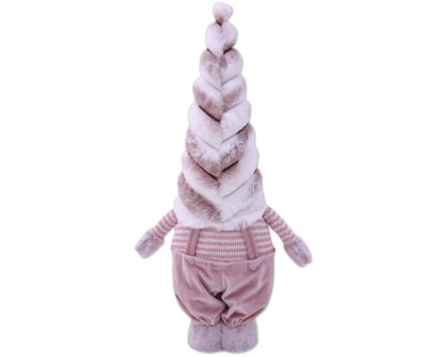 Dekorativer Zwerg mit Fellmütze und gestreiftem Oberteil als Weihnachtsdekoration