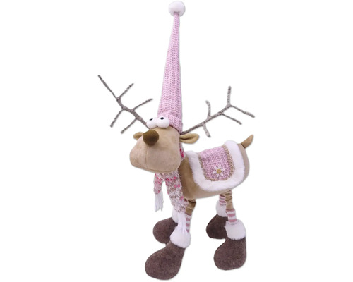 Dekorativer Weihnachtsren mit Mütze und Schal