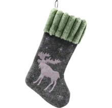 Weihnachtsstrumpf mit Elchmotiv und Felleinfassung