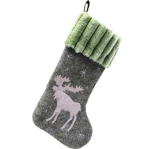 Weihnachtsstrumpf mit Elch-Motiv und Plüschrand