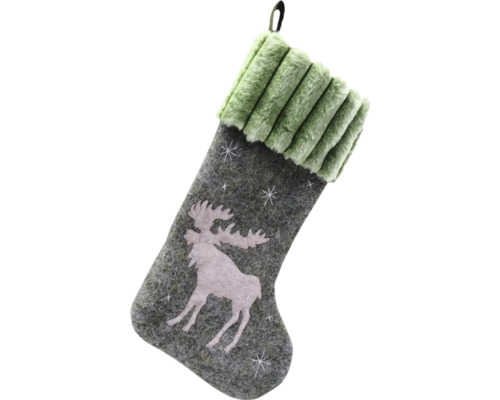 Weihnachtsstrumpf mit Elch-Motiv und Plüschrand