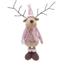 Dekofigur Rentier mit Mütze, Schal und Geweih als Weihnachtsdekoration