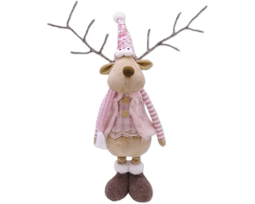 Dekofigur Rentier mit Mütze, Schal und Geweih als Weihnachtsdekoration