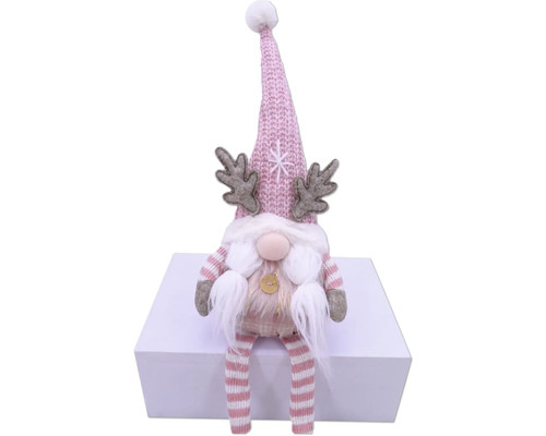 Dekorative Zwergfigur mit Mütze und Geweih für die Weihnachtszeit