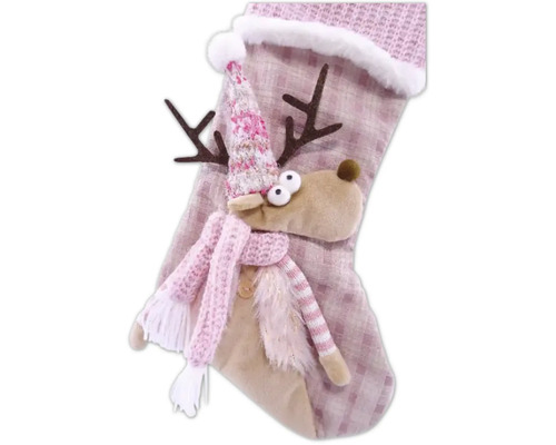 Weihnachtsstrumpf mit Rentierapplikation und gestricktem Schal