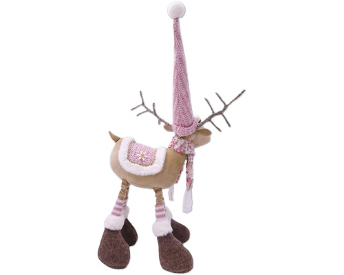 Dekorativer Rentier-Hänger mit Mütze und Schal als Weihnachtsdekoration