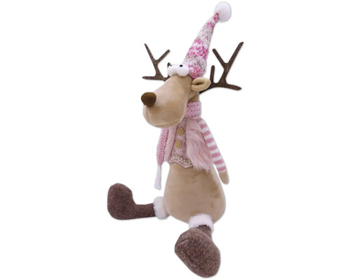 Dekoratives Rentier mit Mütze und Schal für die Weihnachtszeit