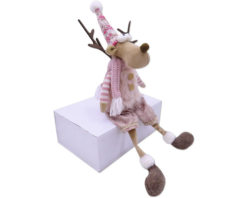 Dekorative Rentierfigur mit Mütze und Schal zum Aufstellen