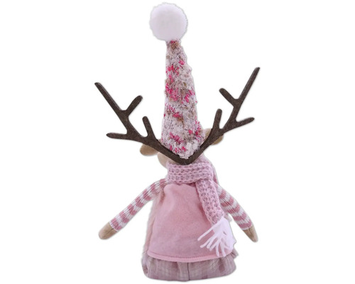 Dekorative Rentierfigur mit Mütze und Schal als Weihnachtsschmuck