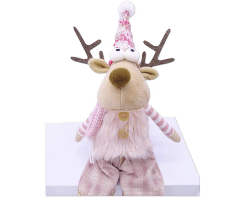 Dekoratives Rentier mit Mütze und Geweih als Weihnachtsdekoration