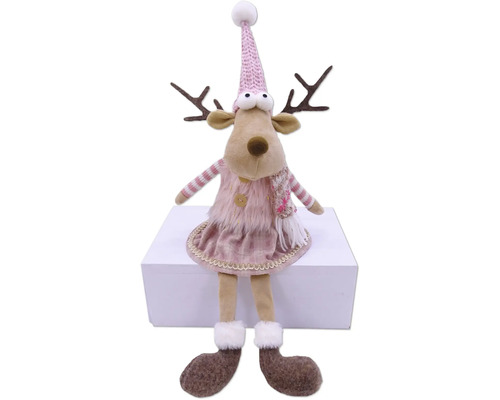 Dekoratives Rentier mit Mütze und Kleid als Weihnachtsdekoration