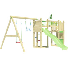 Spielplatz mit Schaukel, Kletterturm und Rutsche