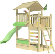 Holzspielturm mit Rutsche, Leiter und Kletterwand für den Garten