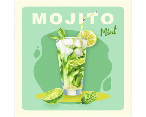 Illustration eines Mojito-Cocktails mit Minze und Limette