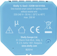 Shelly 1L Gen3 intelligenter Schalter für Lichtsteuerung ohne Neutralleiter