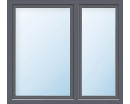ARON Basic+ Kunststofffenster 2 Flügelig (Dreh-Kipp/Dreh-Kipp) asymetrisch Links mit festem Pfosten ESG 155x170 cm RAL 7016 anthrazitgrau (Förderfähig) Fenster mit zwei Flügeln und Rahmen