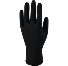 Schwarzer Einmalhandschuh zum Schutz vor Schmutz und Beschädigungen.