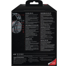 Verpackung der 3M Kapselgehörschützer mit Informationen zu Funktionen und Eigenschaften