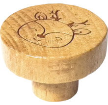 Möbelknopf aus Holz mit Hirschmotiv