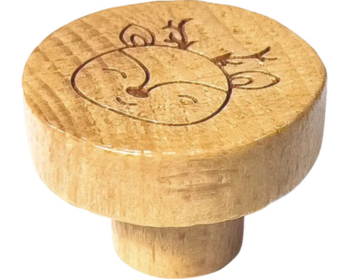 Möbelknopf aus Holz mit Hirschmotiv