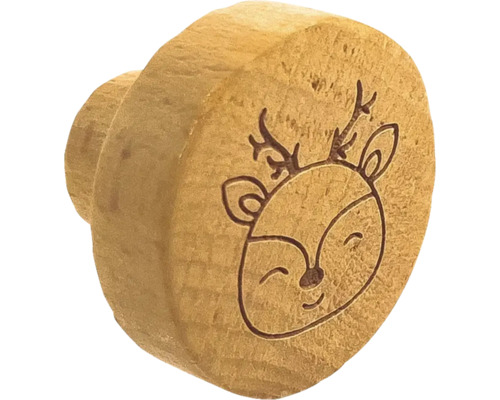 Möbelknopf aus Holz mit Hirschmotiv