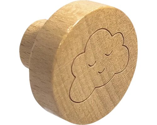 Holzknopf mit Wolkenmotiv