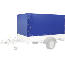 Anhänger mit blauer Plane zum Schutz der Ladung