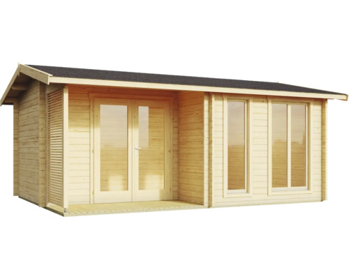 Holzgartenhaus mit Fenstern und Doppeltür