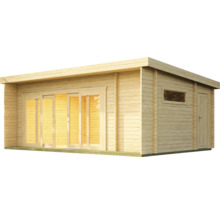 Holzgartenhaus mit Schiebetür, Fenster und Tür