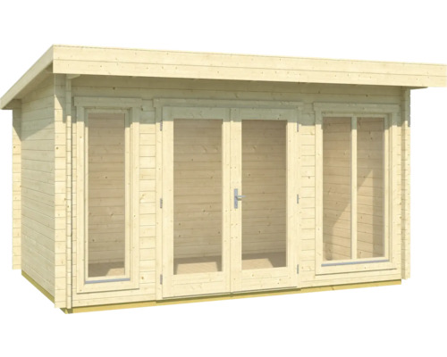 Holzgartenhaus mit Doppeltür und Fenstern