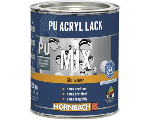 HORNBACH PU Acryl Lack glänzend im Wunschfarbton mischen lassen PU Acryl Lack in einer 750 Milliliter Dose von Hornbach