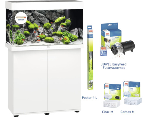 Komplettes Aquarium Set mit Unterschrank, Futterautomat, Poster und Filtermedien