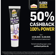 Pattex Kleben statt Bohren Fix und Ab, entfernbarer Kleber, 50 Prozent Cashback Aktion
