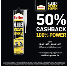 Pattex Kleben statt Bohren Montagekleber Kartusche mit 50 Prozent Cashback Aktion