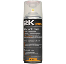 2K Pro Klarlack matt in Sprühdose für hohe Kratzfestigkeit, Benzin- und Lösemittelbeständigkeit sowie UV- und Witterungsbeständigkeit.