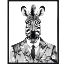 Gerahmtes Bild mit einem Zebra im Anzug