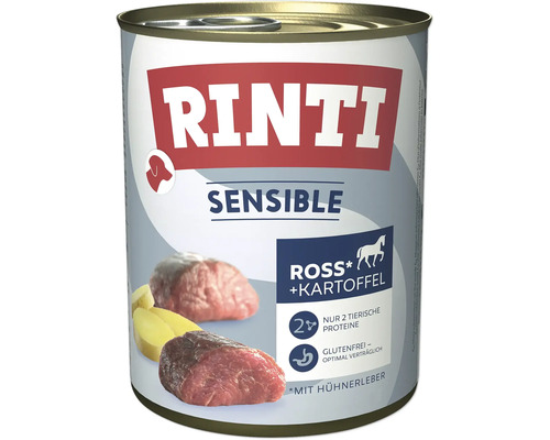Hundefutter nass RINTI Sensible Ross, Hühnerleber, Kartoffel 800 g glutenfrei Hundefutter nass RINTI Sensible Ross, Hühnerleber, Kartoffel 800 g glutenfrei