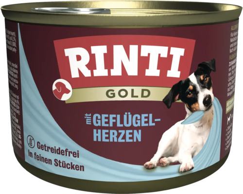 Hundefutter nass RINTI Gold Geflügelherzen 185 g