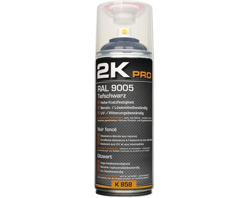 Sprühlack 2K PRO glanz RAL 9005 tiefschwarz 400 ml
