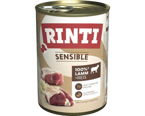 Hundefutter nass RINTI Sensible Lamm+Reis 400 g