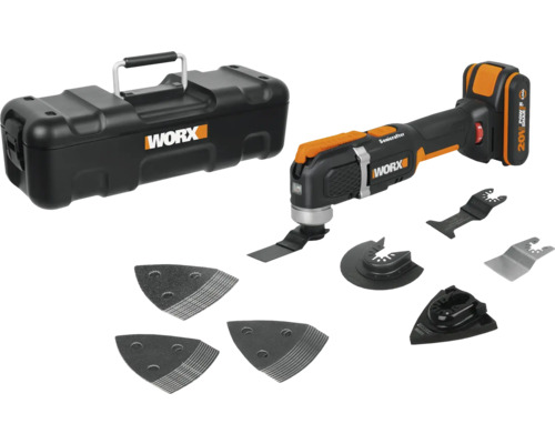 Worx Akku-Multifunktionswerkzeug mit Zubehör und Aufbewahrungskoffer