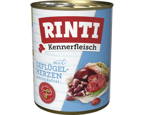 Hundefutter nass RINTI mit Geflügelherzen getreidefrei 800 g