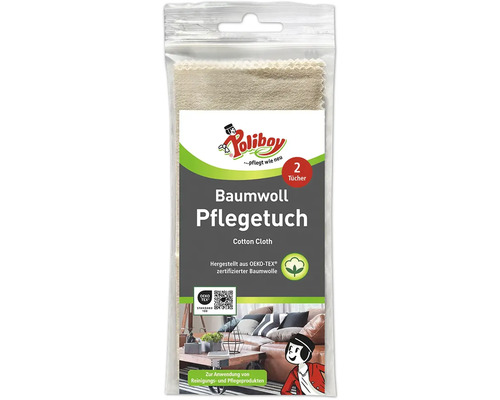 Poliboy Baumwoll Pflegetuch, hergestellt aus Oeko-Tex zertifizierter Baumwolle, 2 Tücher