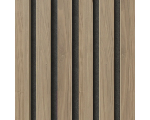 Holzpaneelwand mit Lattenoptik