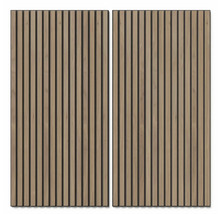 Zwei Akustikpaneele mit Holzlamellen